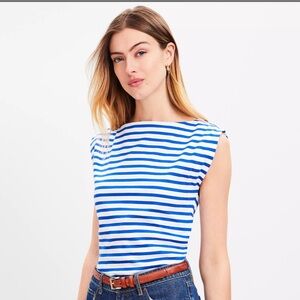 NWOT! LOFT, medium, blue and white striped wedge shirt